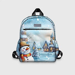 Детский рюкзак Новогодний городок и снеговики, цвет: 3D-принт