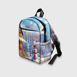 Детский рюкзак Новогодняя деревня и снеговик, цвет: 3D-принт — фото 2