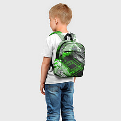 Детский рюкзак Киберпанк линии белые и зелёные, цвет: 3D-принт — фото 2