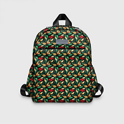 Детский рюкзак Красные цветы с листьями, цвет: 3D-принт