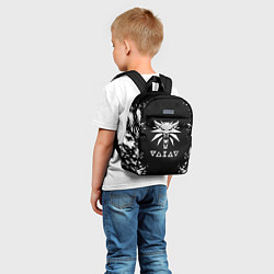 Детский рюкзак Ведьмак чернобелые краски волк, цвет: 3D-принт — фото 2