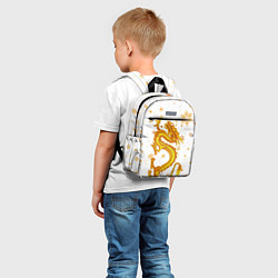 Детский рюкзак Золотой дракон в снежинках, цвет: 3D-принт — фото 2