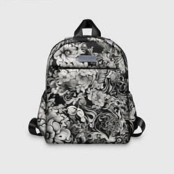Детский рюкзак Чёрно белый цветочны узор, цвет: 3D-принт