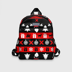 Детский рюкзак Новогодний патерн с оленями и сантой, цвет: 3D-принт