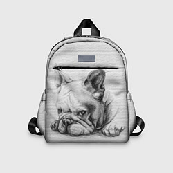 Детский рюкзак Французский бульдог чб рисунок на стене