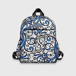Детский рюкзак Синие кружевные узоры, цвет: 3D-принт