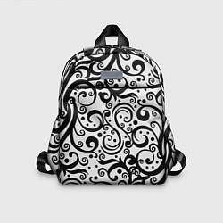 Детский рюкзак Чёрный кружевной узор, цвет: 3D-принт