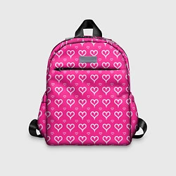 Детский рюкзак Сердечки паттерн насыщенный розовый, цвет: 3D-принт