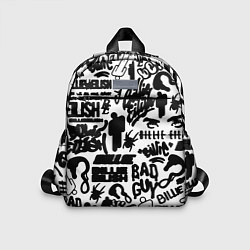 Детский рюкзак Билли Айлиш автографы черно белый, цвет: 3D-принт