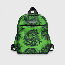 Детский рюкзак Дракон и Дед Мороз паттерн на зеленом, цвет: 3D-принт