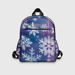 Детский рюкзак Снежинки на фиолетово-синем фоне, цвет: 3D-принт