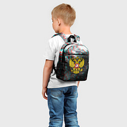 Детский рюкзак Россия герб краски глитч, цвет: 3D-принт — фото 2
