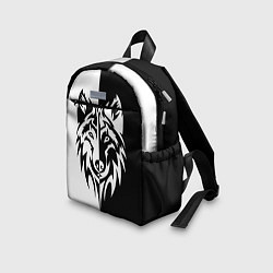 Детский рюкзак Волк чёрно-белый, цвет: 3D-принт — фото 2