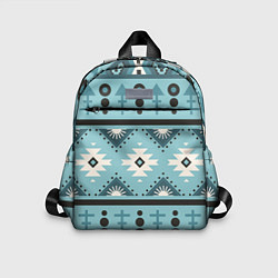Детский рюкзак Этническая геометрия в голубой палитре, цвет: 3D-принт