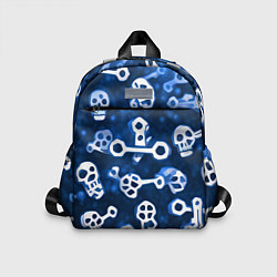 Детский рюкзак Белые черепки и кости на синем, цвет: 3D-принт