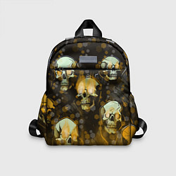 Детский рюкзак Жёлтые черепа на чёрном фоне, цвет: 3D-принт