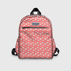 Детский рюкзак Маленькие сердечки красный полосатый, цвет: 3D-принт