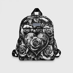 Детский рюкзак Черно белое сердце и розы