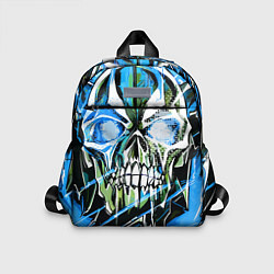 Детский рюкзак Синий адский череп, цвет: 3D-принт