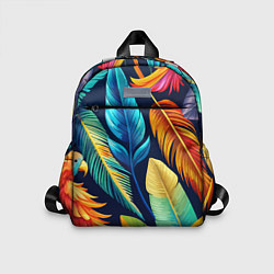 Детский рюкзак Пёстрые пёрышки попугаев, цвет: 3D-принт