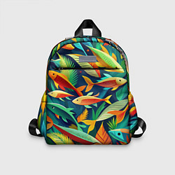 Детский рюкзак Стая пестрых рыбок паттерн, цвет: 3D-принт
