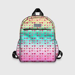 Детский рюкзак Паттерн сердечки на разноцветном фоне, цвет: 3D-принт