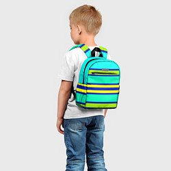 Детский рюкзак Неоновая бирюза в полоску, цвет: 3D-принт — фото 2