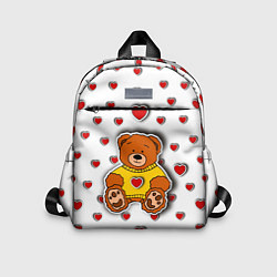 Детский рюкзак Стикер наклейка мишка и сердце объемный рисунок, цвет: 3D-принт