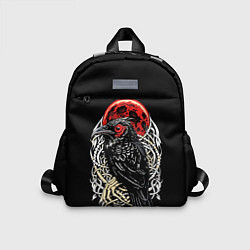 Детский рюкзак Черный ворон красная луна, цвет: 3D-принт