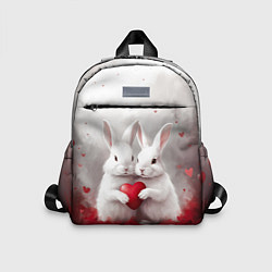 Детский рюкзак Белые кролики с сердцем, цвет: 3D-принт