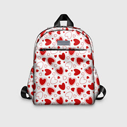 Детский рюкзак Красные сердечки на белом фоне