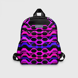Детский рюкзак Розовые техно полосы на чёрном фоне, цвет: 3D-принт