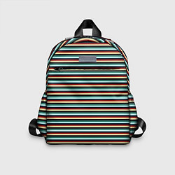 Детский рюкзак Насыщенные полосы бирюзово-красный, цвет: 3D-принт