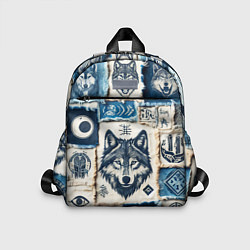Детский рюкзак Волки на дениме, цвет: 3D-принт