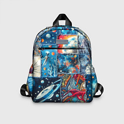 Детский рюкзак Космические обитатели на дениме, цвет: 3D-принт