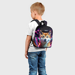 Детский рюкзак Сиба ину и неоновые провода, цвет: 3D-принт — фото 2