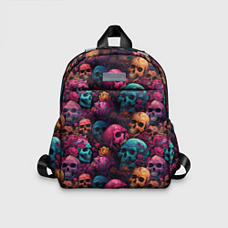 Детский рюкзак Поле яркий черепов и цветов, цвет: 3D-принт