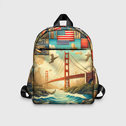 Детский рюкзак Мост через реку и пэчворк - нейросеть арт USA brid, цвет: 3D-принт