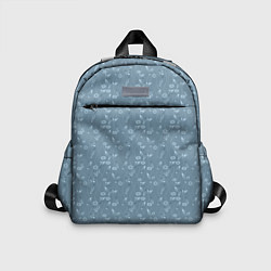 Детский рюкзак Серо-голубой цветочный однотонный узор