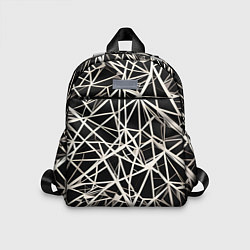 Детский рюкзак Белые хаотичные линии на чёрном фоне, цвет: 3D-принт
