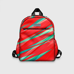 Детский рюкзак Красный и бирюзовый абстрактный полосы
