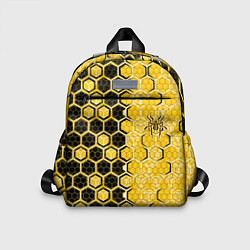 Детский рюкзак Киберпанк соты шестиугольники жёлтый и чёрный с па