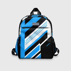Детский рюкзак Бело-синие полосы на чёрном фоне, цвет: 3D-принт