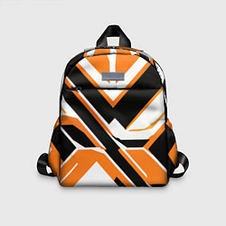 Детский рюкзак Чёрно-оранжевые широкие линии на белом фоне, цвет: 3D-принт
