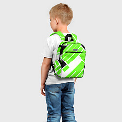 Детский рюкзак Зелёные широкие линии на белом фоне, цвет: 3D-принт — фото 2
