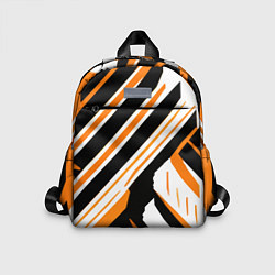 Детский рюкзак Чёрно-оранжевые полосы на белом фоне