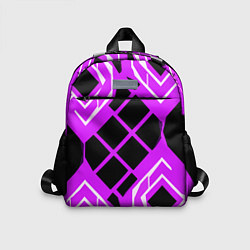 Детский рюкзак Чёрные квадраты и белые полосы на фиолетовом фоне