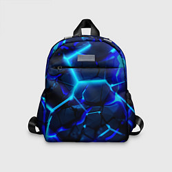 Детский рюкзак Яркие голубые неоновые плиты в разломе, цвет: 3D-принт