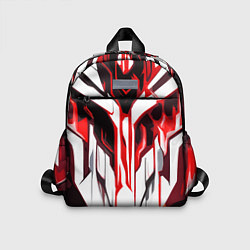 Детский рюкзак Хаотичная красно-белая абстракция на чёрном фоне, цвет: 3D-принт