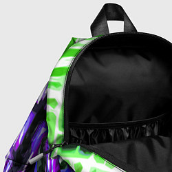 Детский рюкзак Фиолетово-зелёная абстракция на чёрном фоне, цвет: 3D-принт — фото 2